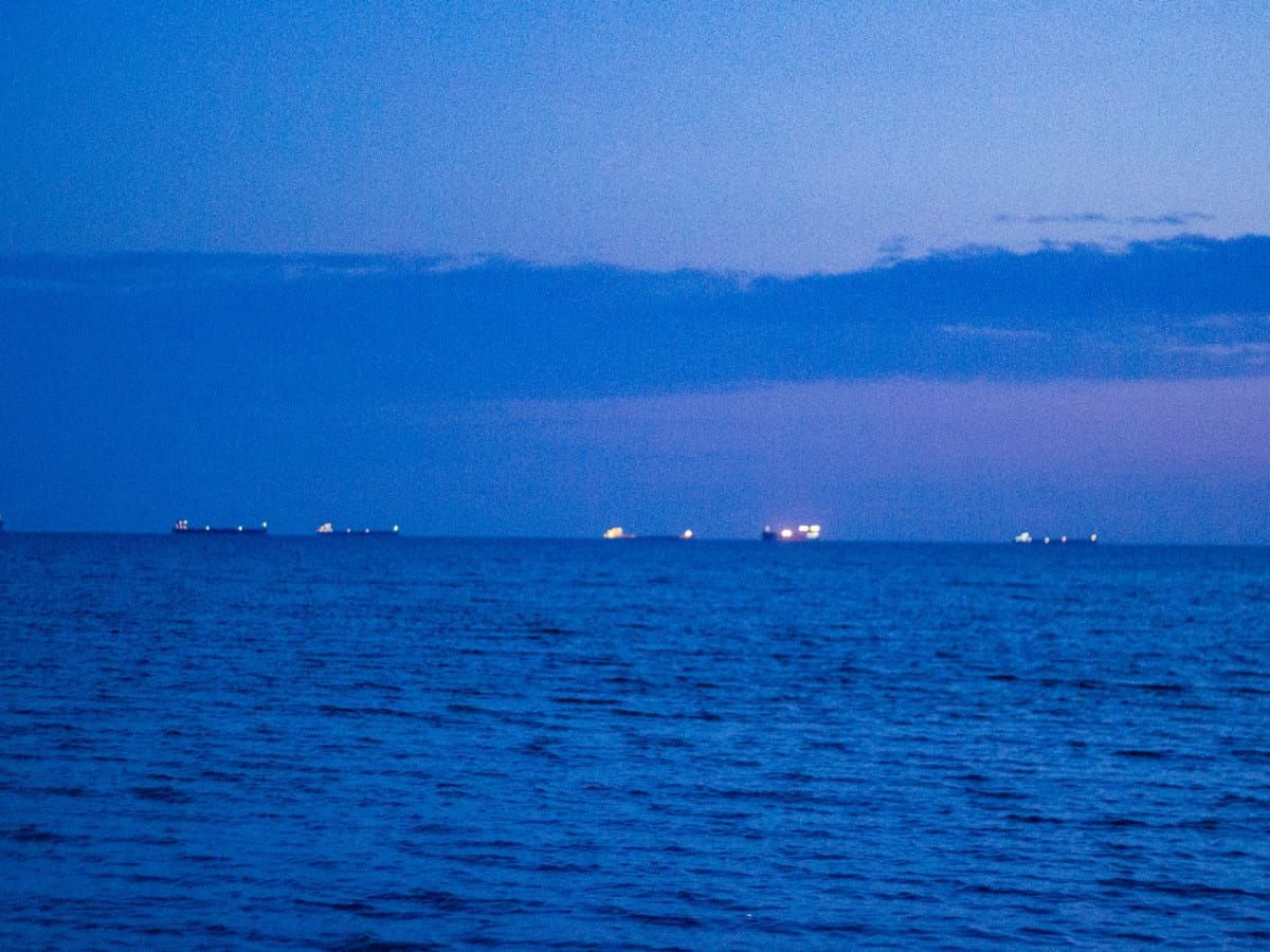 ночное фото моря в Коблево