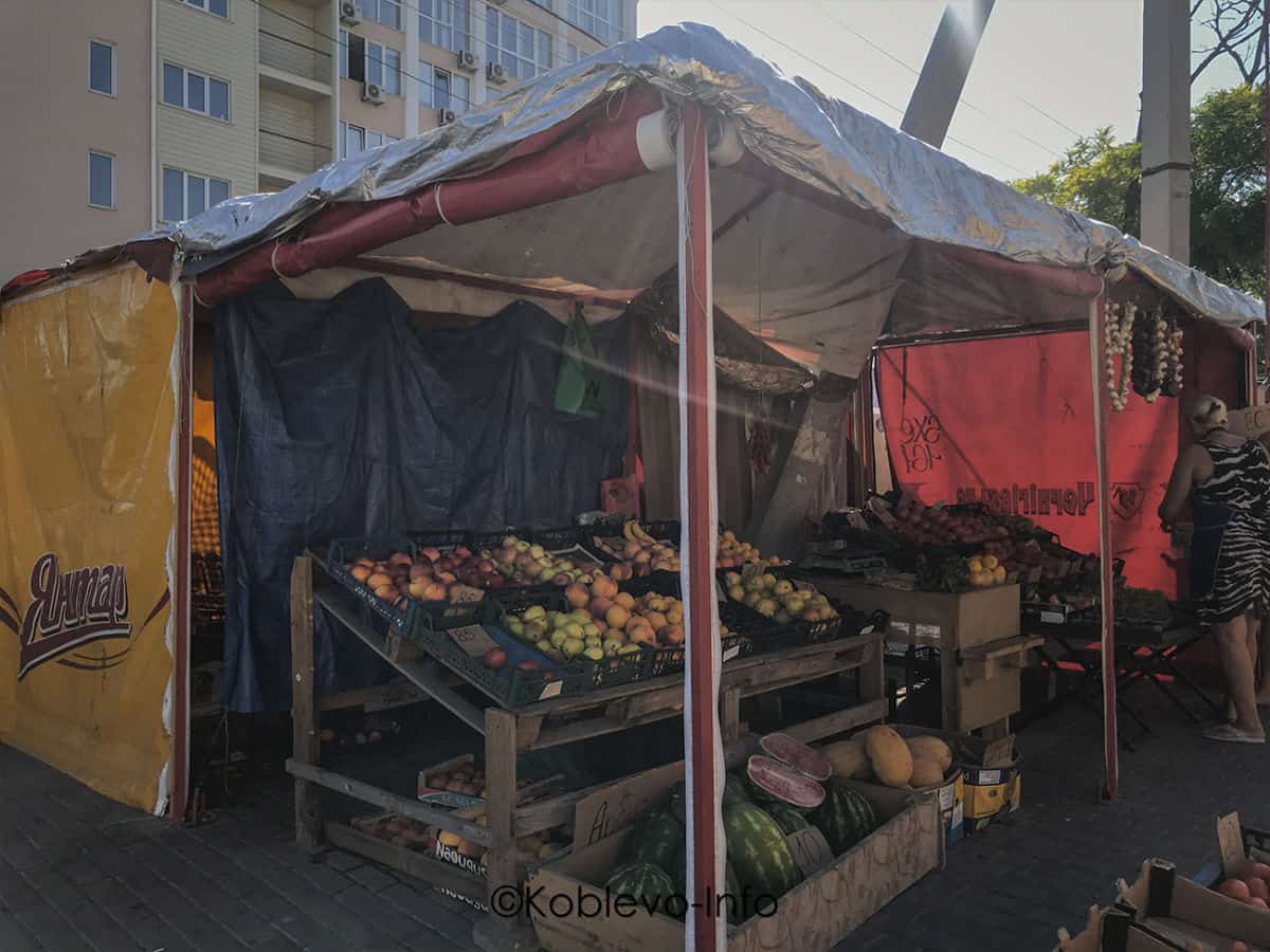 Где находится ларек с овощами и фруктами в Коблево
