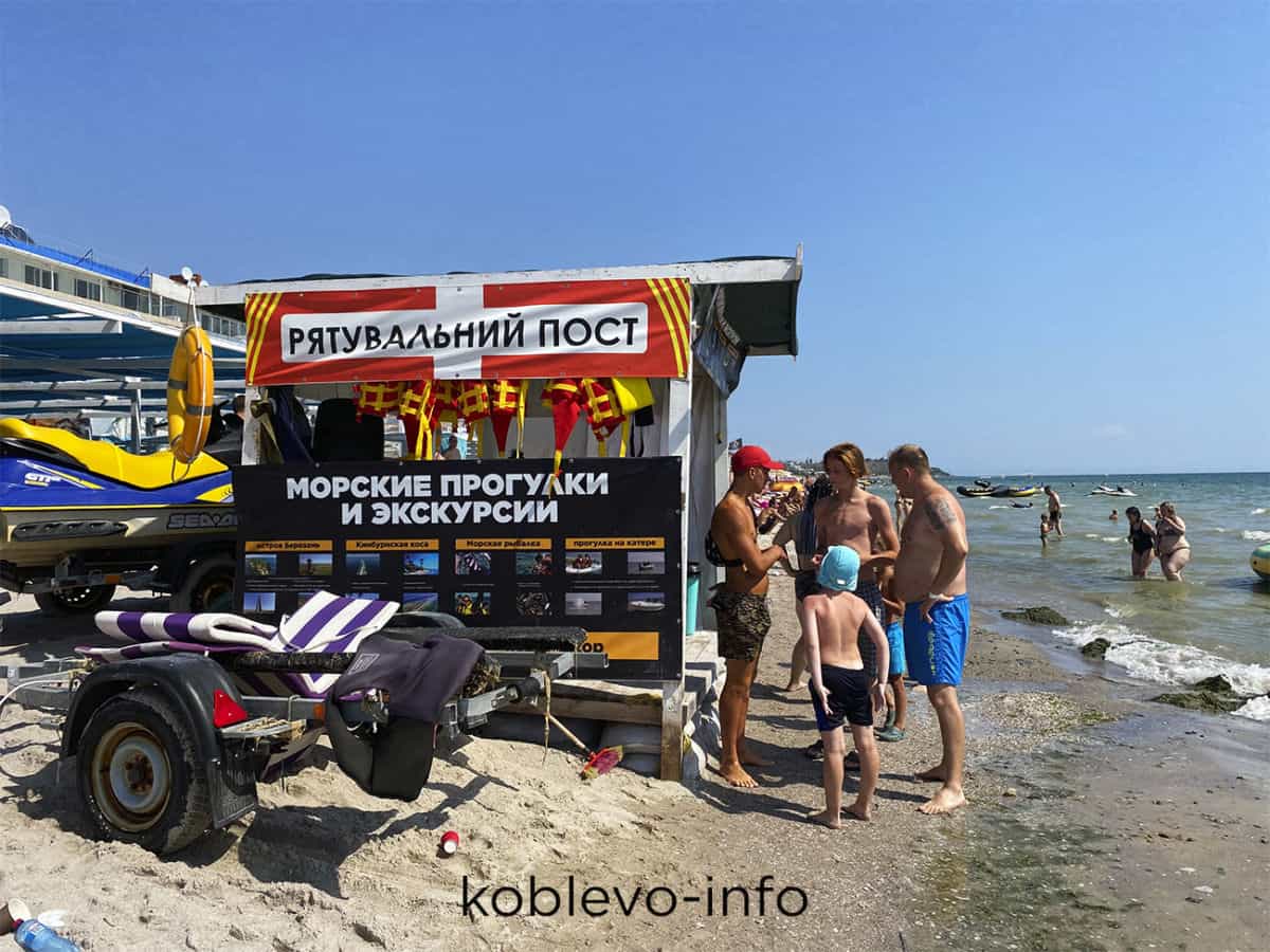 Спасательный пост на пляже в Коблево сегодня 18.08.2021
