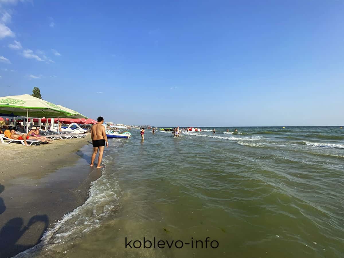 Отдыхающие на пляже в Коблево