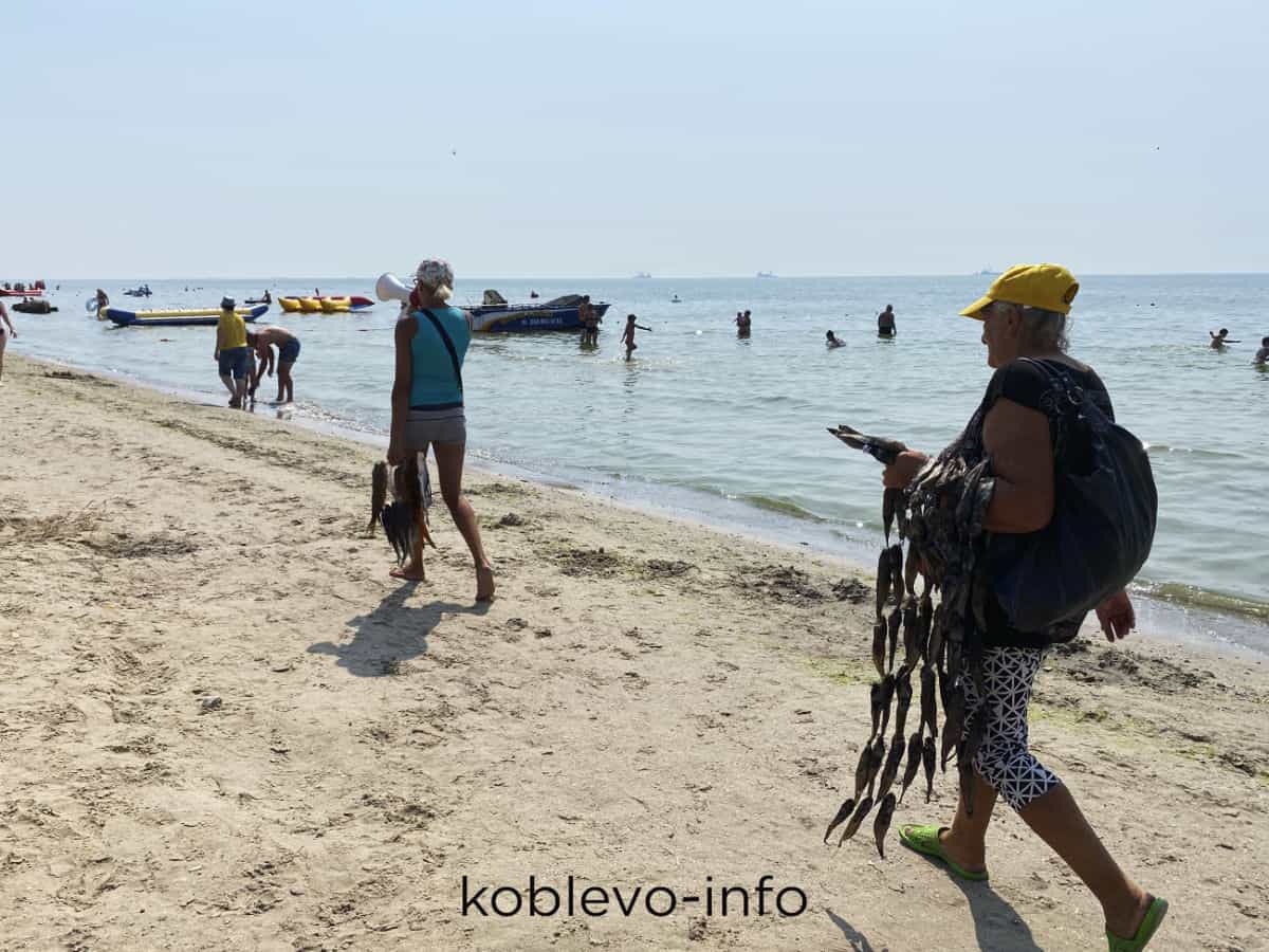 Торговцы на пляже в Коблево